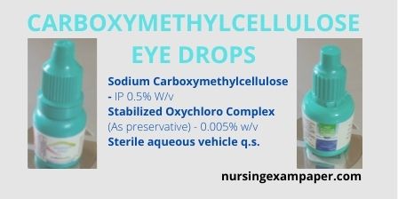 Carboxymethylcellulose eye drops trade names like Refresh Tears, CelluSoothe, Add Tears, Extralube, Veldrop, etc.