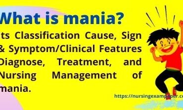 Classification, Causes, Signs Clinical Features, Diagnosis, Treatment, and Nursing Management of mania