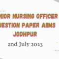 Senior Nursing Officer Question Paper